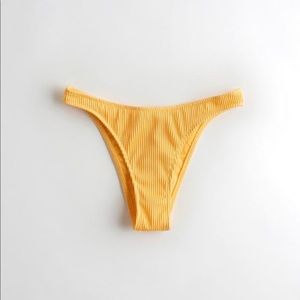 Hollister Ribbed High Leg Yellow Swim Bottoms